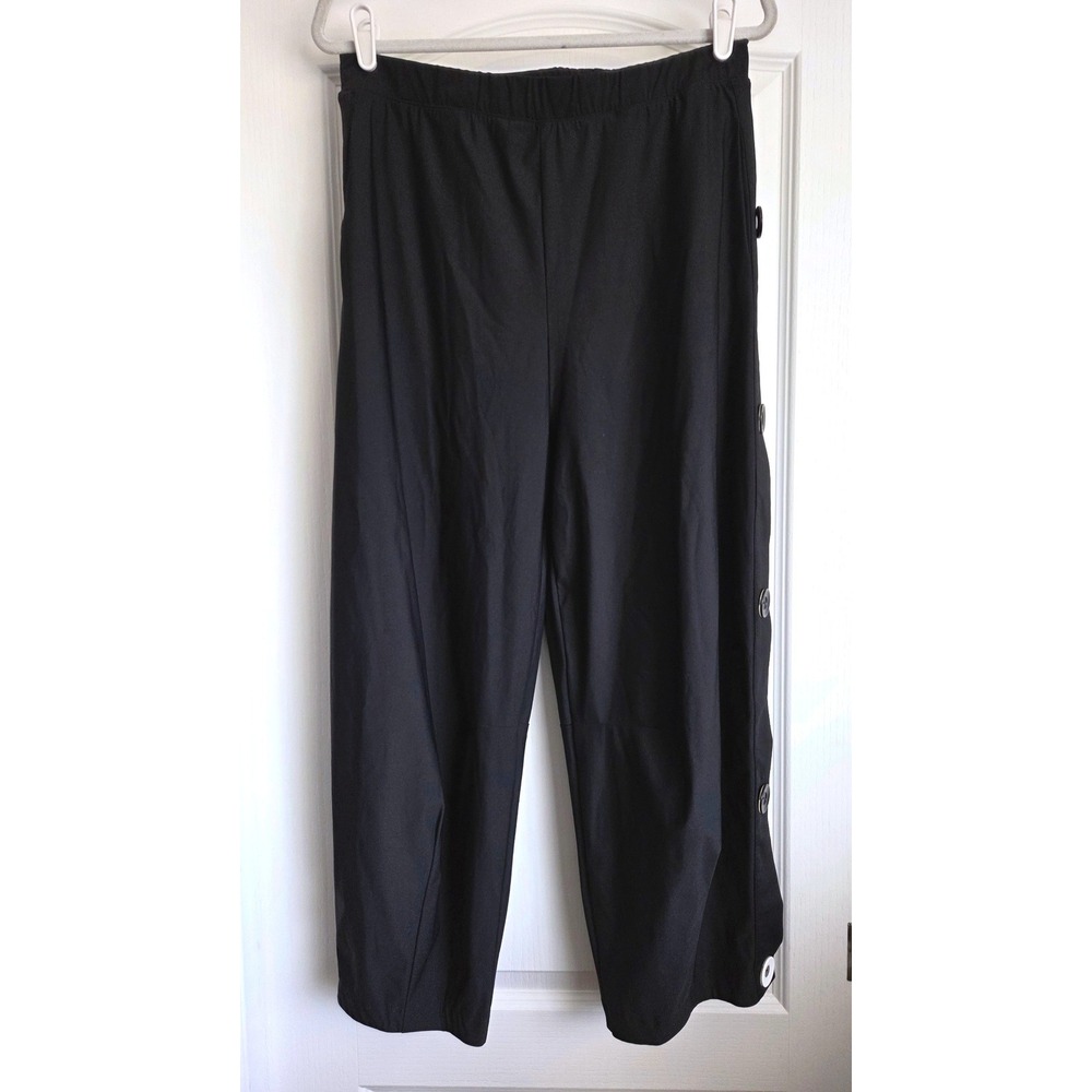 VTG 90s IC Connie K Black Button Side High Rise Barrel Wide Leg‎ Pants Sz L